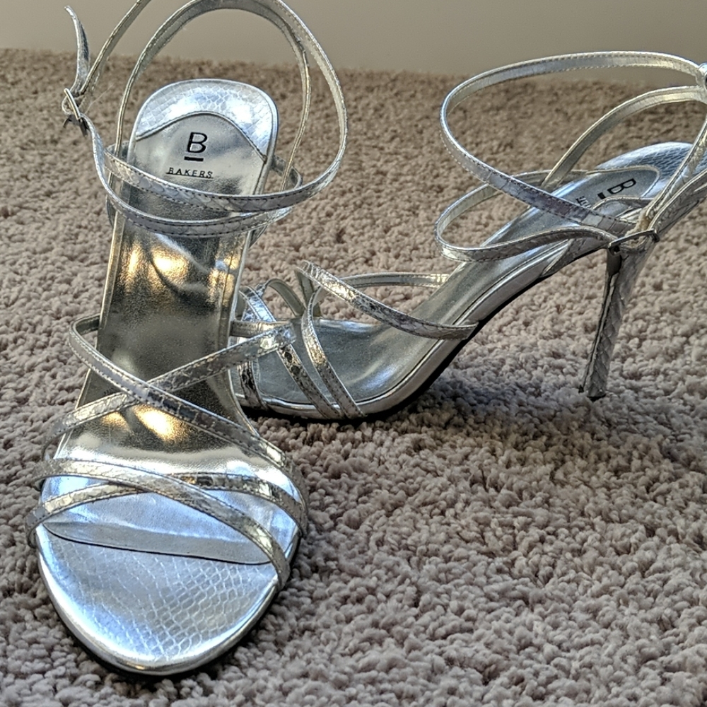 Silver strappy heels